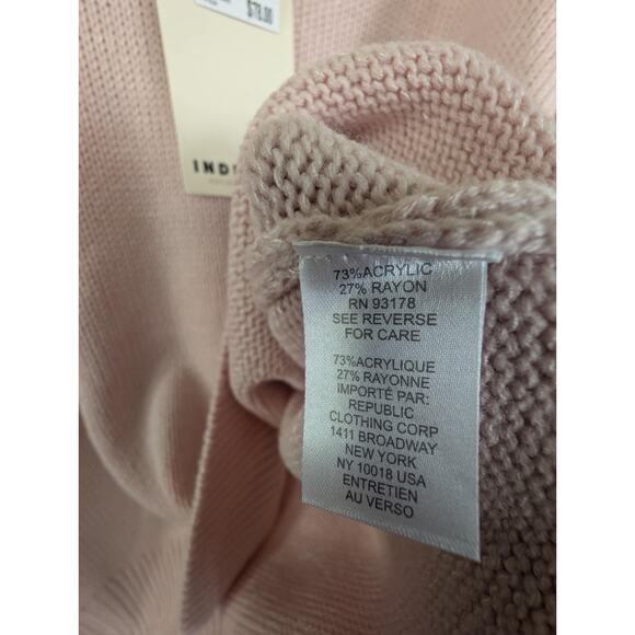 Industry Fashion V Neck Crochet Cutout Knitted Pullover Pink Sweater Size XL NWT - Picture 8 of 8